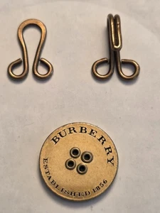 Burberry Trench Gold Metal Button 1856 Flat Back 4 Hole Hook & Eye Closure - Picture 1 of 9