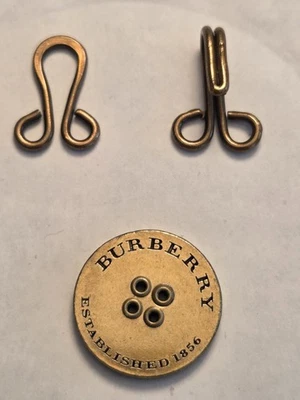 Burberry Trench Gold Metal Button 1856 Flat Back 4 Hole Hook & Eye Closure - Image 1 of 4