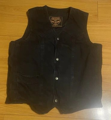 Milwaukee Performance Apparel Vest Mens Med Black Denim Concealed Carry Biker - Image 1 of 4