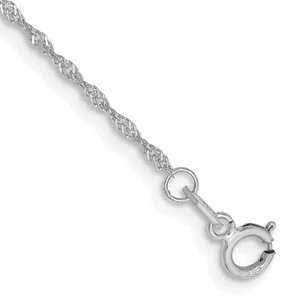 Tobillera de oro blanco 14K 1,10 mm Singapur con cierre de anillo de resorte 9" 0,58 gm - Imagen 1 de 2