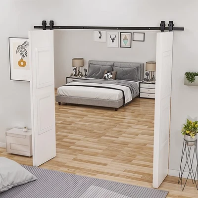 1/2 Sliding Rail Barn Door Hardware Steel Roller Closet Track System 3.9-9.8FT  - Image 1 of 4