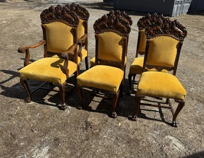 JUEGO DE 6 SILLAS DE COMEDOR R. J. HORNER ROBLE TALLADO GRIFFIN Foto 1 de 4