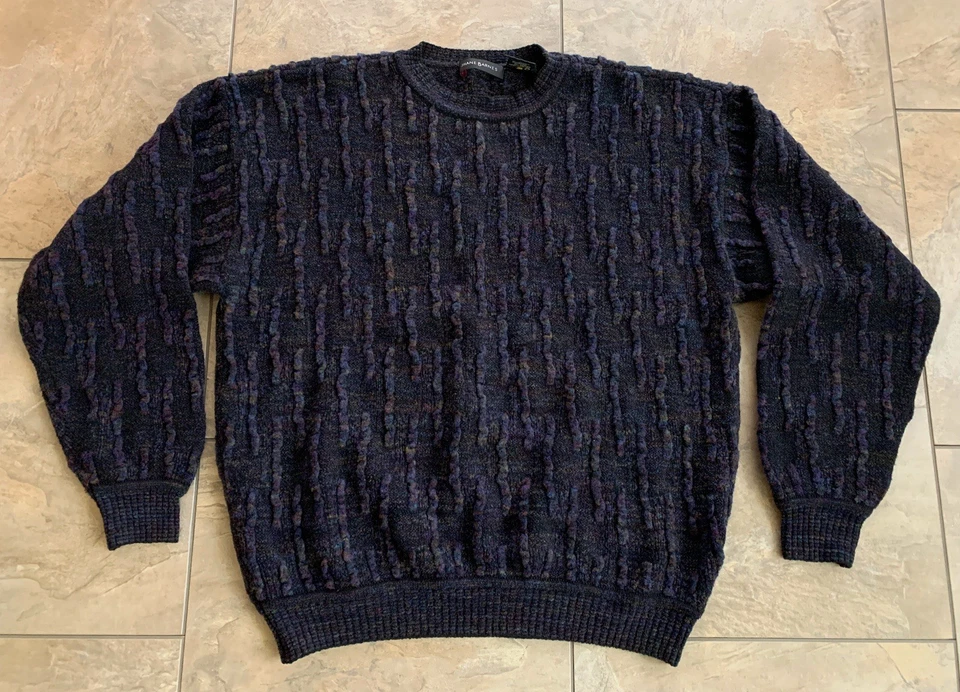 Suéter de Colección Jhane Barnes Para Hombres Grande 3D Texturizado Multicolor Cuello Redondo Pullover Foto 1 de 4