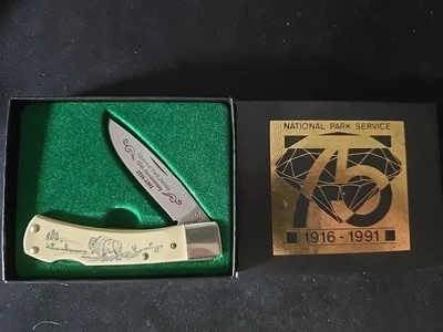 CUCHILLO SCHRADE CUTLERY EE. UU. 515SC LOCKBACK SERVICIO PARQUE NACIONAL 75th Buffalo 1991 Foto 1 de 4