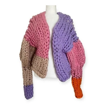 Suéter Hecho a Mano Lana Colosal Tejido Multicolor De Gran Tamaño OS M/L Foto 1 de 4