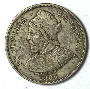 Moneda de plata Balboa de 50 Centesimos KM# 5 1904 Panamá - Imagen 1 de 2