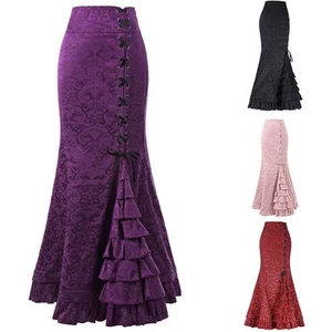 Skirt Gothic Skirt Ladies Fishtail Mermaid Steampunk Retro Victorian Corset Long - Picture 1 of 19
