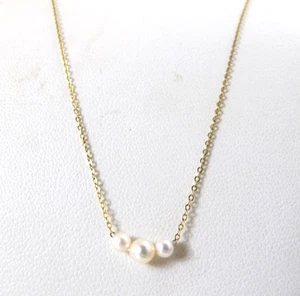 14K Yellow Gold Add a Pearl Necklace 4.2mm-2.9mm 18" Signed LUV HUE - Picture 1 of 6