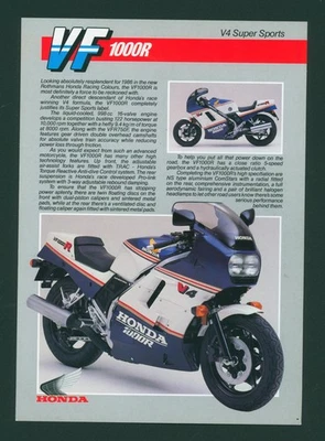 Honda VF1000R (1986-on) Original UK Rothmans Sales Brochure SC16 VF 1000 R FT58 - Image 1 of 2