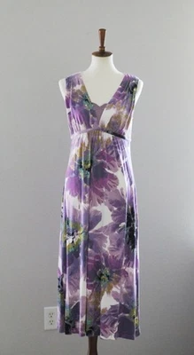 SOMA Cool Nights V-Neck Maxi Dress Nightgown : M Medium - Purple Floral - Image 1 of 4