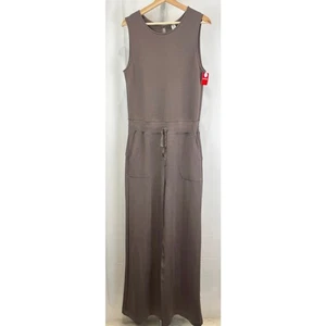 NWT SPANX Air Essentials Sleeveless Jumpsuit Wide Leg Taupe Smoke Size L Tall LT - Picture 1 of 9