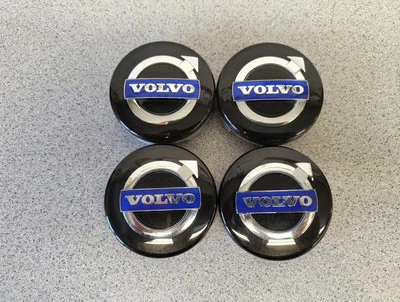 Volvo S60 V70 XC70 S80 XC90 C70 S40 V50 C30 Black Center Hub Caps OEM 31400453 - Image 1 of 4