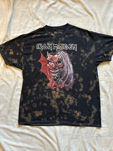 Iron Maiden Eddie Beast Heavy Metal Band Bleach Wash T-Shirt Size Large Global - Picture 1 of 5