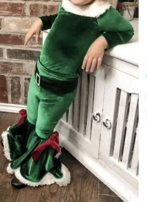 Conjunto de disfraz de Papá Noel de Navidad parte superior acampanada parte inferior piel sintética niñas 6-9 Mos Foto 1 de 4