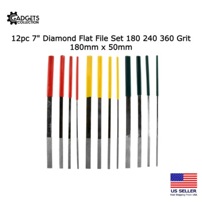 Lot of 10 - 12pc 7" 180mm Diamond Flat File Tool Set Ceramics + Tile + Glass  - Image 1 of 4
