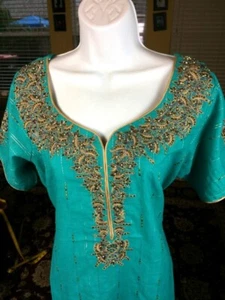Ethnic Pakistani Palazzo Kurta Turquoise Salwar Kameez New Party Dress Embroided - Picture 1 of 8