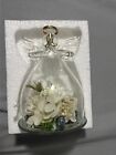 Real White Rose in Glass Dome, Preserved Rose with Angel Figurines, Flower Gift