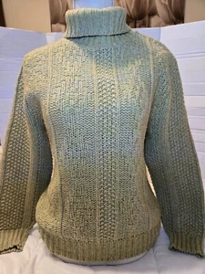 ROB SCOT Gold Label Cable Knit Wool Blend Sweater S true vtg 60s 70s Turtleneck  - Picture 1 of 7