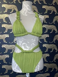 Damen Bikini gerippt dunkelgrün zum Binden Größe M Uk 10 von Shein einmal getragen - Bild 1 von 4