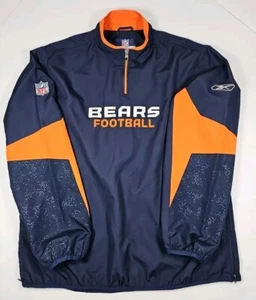 Chicago Bears Reebok Authentic Sideline Mens Med.  1/4 Zip Pullover Windbreaker - Picture 1 of 17
