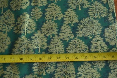 By 1/2 Yd, Metallic-Gold Trees on Green Stiffer Quilt Cotton, Cranston, B1317 - Image 1 of 4