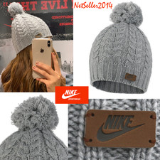 🔥Nike Women's NSW Sportswear Knit Removable Pom Beanie Hat Cap Winter Wool Knit