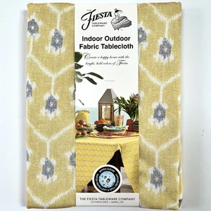 Fiesta Indoor Outdoor Fabric Tablecloth 70" Round -Aztec Yellow Gray - Picture 1 of 5