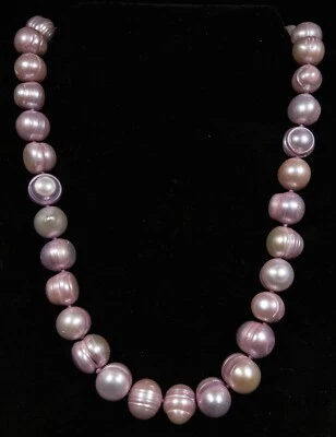 Ожерелье с застежкой из чистого серебра с лавандовым пресноводным барочным жемчугом 10 мм 18 дюймов - Изображение 1 из 4