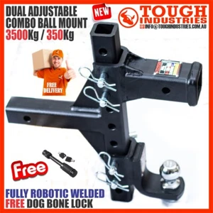 Dual Hitch Ball Mount Tongue MULTI Tow bar Towing Trailer Camper Bike Rack 4 x 4 - Picture 1 of 5