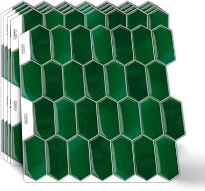 Long Hexagon Peel and Stick Tiles Backsplash,10 Sheets 3D Self Adhesive Wall Til - Image 1 of 4