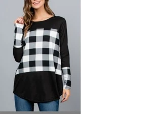 Acting Pro Black  White Plaid Tunic, Long Sleeved Black Dress  Size Extra  Large - Picture 1 of 1