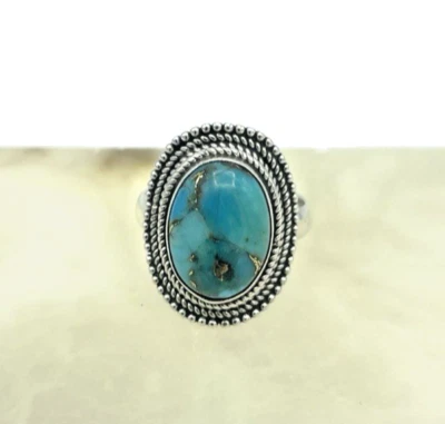Anillo turquesa plata esterlina 925 para mujer talla 8 hecho a mano joyería azteca Foto 1 de 4