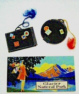 Fantástico cartão de pontuação de ponte Art Deco da década de 1920 e (2) Tallies "Glacier Nt'l Park" * - Imagem 1 de 4