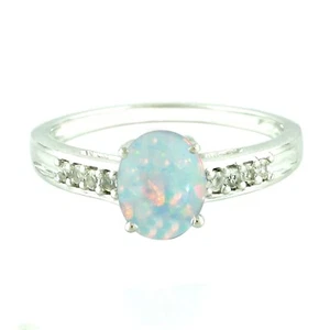 1,10Kt Ovale Forme Naturel Australien Opale Aux Femmes Bague Dans 925 Argent - Foto 1 di 1