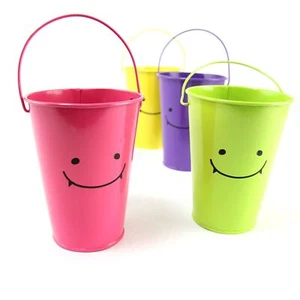 🦇🎃 VAMPIRE SMILEY FACE Halloween Trick or Treat Bucket with Long Handle 🦇🎃 - Picture 1 of 1