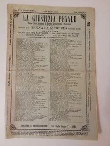LA GIUSTIZIA PENALE Rivista critica settimanale GENNARO ESCOBEDO 1912 FASC 31-32 - Foto 1 di 1
