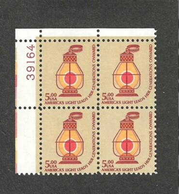 #1612 $5 AMERICANA ISSUE PL BLK/4 MNH #39164 UL - Image 1 of 2