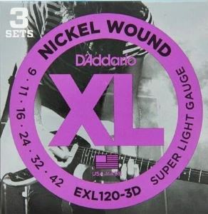 3 Sets EXL120 D'Addario Electric Guitar Strings 9-42 EXL120-3D Super Light - Picture 1 of 1