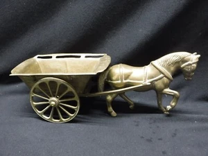 Brass Horse & Wagon, Cart, Tarnished, Patina, Retro, Vintage, - Bild 1 von 8