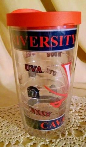 UNIVERSITY VIRGINIA TERVIS 16 OZ UVA CAVALIERS HOOS ORANGE LID USED TUMBLER Cover