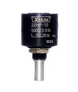 1 Stück 500Ω Präzision 10 Umdrehungen VR Potentiometer 22HP-10 Lin +/-0,25% Sakae Japan - Bild 1 von 7