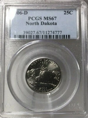 2006-D North Dakota State Quarter PCGS MS67 Business Strike Free Shipping  #4777 - Image 1 of 2
