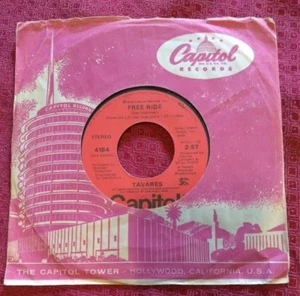 Tavares: Free Ride / In The Eyes Of Love 45 VG+ 1976 Capitol w/ Sleeve - Picture 1 of 5