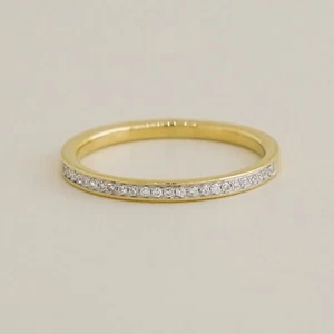 14K ECHT Massiv Gold Halb Ewigkeit Band Damen Ehering Natürlicher Diamant - Bild 1 von 6