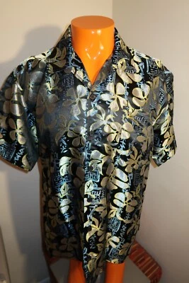 Camisa Hawaiana B5 De Colección Metálica Floral Bullhead Island Series Campamento Y2K Abotonada Foto 1 de 4