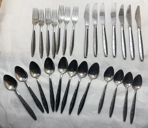 Lot of 26 Vintage MCM Starburst Star Atomic Stainless Flatware Linden Japan - Picture 1 of 10