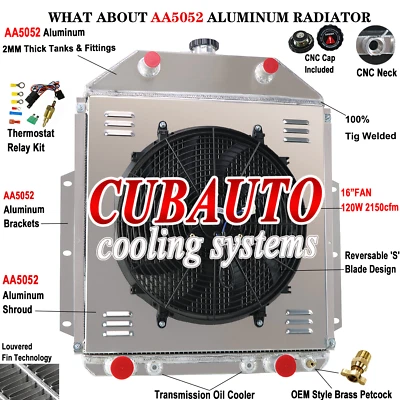 Relé de ventilador de cubierta de radiador de 3 filas para camioneta Ford F1 F2 F3 1948 1942-1952 V8 Foto 1 de 4