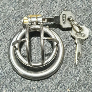 Male-Stainless-Steel-Chastity-Device-Super-Small-Short-Cage-Ring-Lock-Metal-SM - Bild 1 von 23