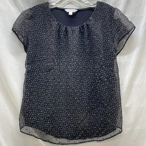 Blusa para mujer Lauren Conrad talla L negra y gris mangas transparentes - Imagen 1 de 18
