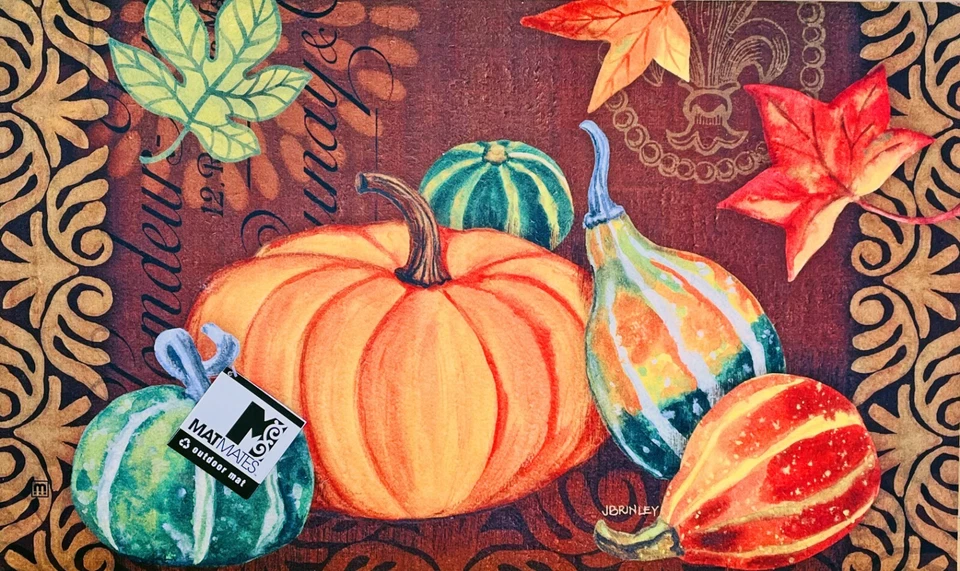 Alfombra de puerta vintage de diseño de calabaza y calabaza mate de cosecha Foto 1 de 1